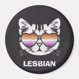 Coole Katze mit Lesbenbrille Funny Sapphic Magnet