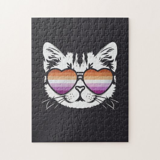 Coole Katze mit Lesbenbrille Funny Sapphic Puzzle (Vertikal)