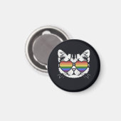 Coole Katze mit LGBT-Flaggenbrille Magnet (Vorderseite/Rückseite)