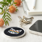 Coole Katze mit LGBT-Flaggenbrille Schlüsselanhänger (Seite)