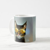 Coole Katze mit Monogramm personalisierte Katze Ge Kaffeetasse (Vorderseite Links)