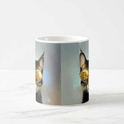 Coole Katze mit Monogramm personalisierte Katze Ge Kaffeetasse (Mittel)