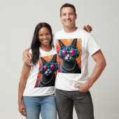 Coole Katze mit Phoenix hinten T-Shirt (Unisex)