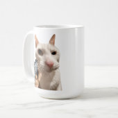 Coole Katze mit Pistole Lustiges Meme Kaffeetasse (Vorderseite Links)