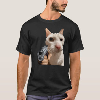 Coole Katze mit Pistole Lustiges Meme T-Shirt