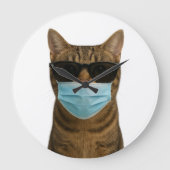 Coole Katze mit Schatten und Maske Große Wanduhr (Vorderseite)