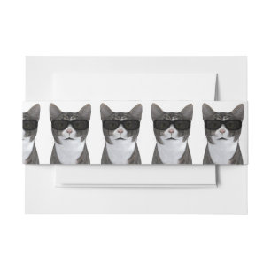 Coole Katze mit schwarzer Sonnenbrille Einladungsbanderole