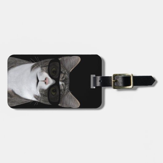 Coole Katze mit schwarzer Sonnenbrille Gepäckanhänger (Vorderseite horizontal)