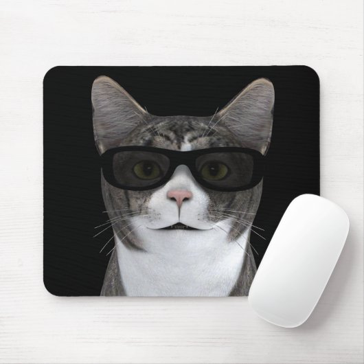 Coole Katze mit schwarzer Sonnenbrille Mousepad (Mit Mouse)