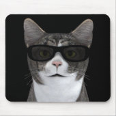 Coole Katze mit schwarzer Sonnenbrille Mousepad (Vorne)