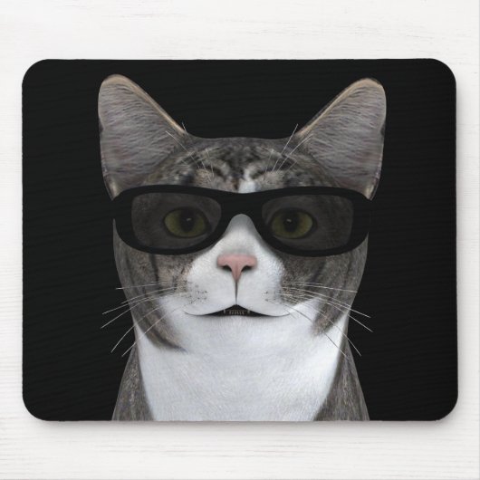 Coole Katze mit schwarzer Sonnenbrille Mousepad (Vorne)