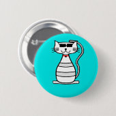 Coole Katze mit Sonnenbrille Button (Vorne & Hinten)