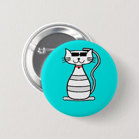 Coole Katze mit Sonnenbrille Button (Vorne & Hinten)
