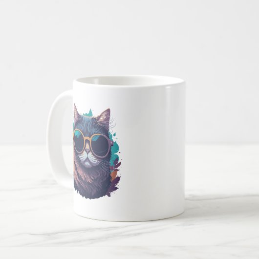 Coole Katze mit Sonnenbrille Kaffeetasse (Vorderseite Links)
