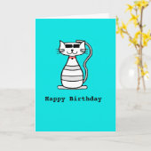 Coole Katze mit Sonnenbrille Karte (Gelbe Blume)