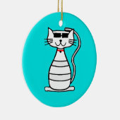 Coole Katze mit Sonnenbrille Keramikornament (Rechts)
