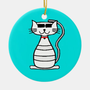Coole Katze mit Sonnenbrille Keramikornament