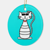 Coole Katze mit Sonnenbrille Keramikornament (Links)