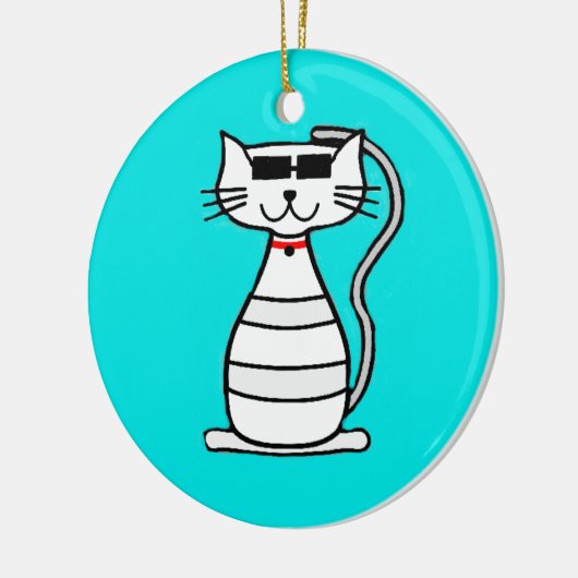 Coole Katze mit Sonnenbrille Keramikornament (Links)