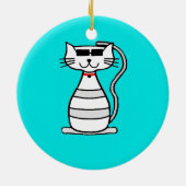 Coole Katze mit Sonnenbrille Keramikornament (Hinten)