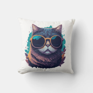 Coole Katze mit Sonnenbrille Kissen
