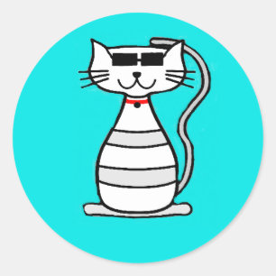 Coole Katze mit Sonnenbrille Runder Aufkleber