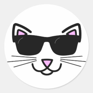 Coole Katze mit Sonnenbrille Runder Aufkleber