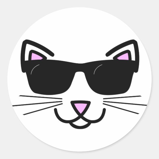 Coole Katze mit Sonnenbrille Runder Aufkleber (Vorderseite)