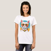 Coole Katze mit Sonnenbrille T-Shirt (Vorne ganz)