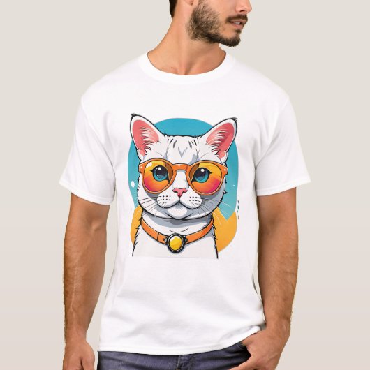 Coole Katze mit Sonnenbrille  T-Shirt (Vorderseite)