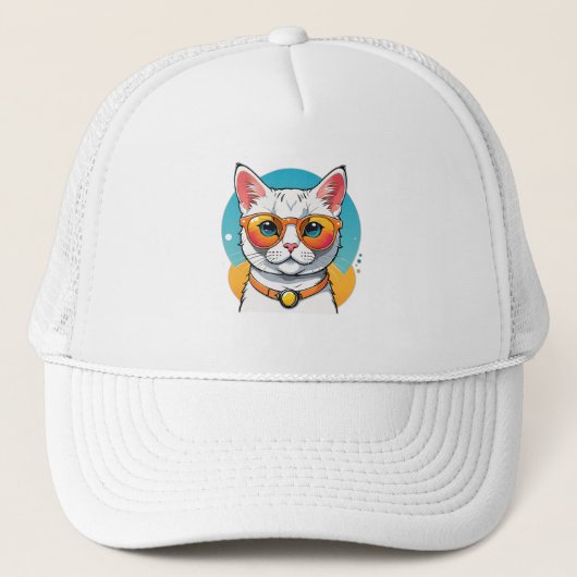 Coole Katze mit Sonnenbrille Truckerkappe (Vorderseite)