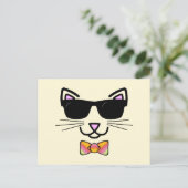 Coole Katze mit Sonnenbrille und BowTie Postkarte (Stehend Vorderseite)
