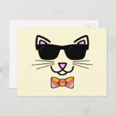 Coole Katze mit Sonnenbrille und BowTie Postkarte (Vorne/Hinten)