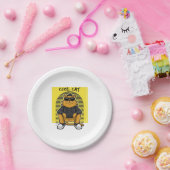 Coole Katze mit Sonnenbrille und Pullover Pappteller (Party)