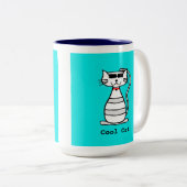 Coole Katze mit Sonnenbrillen Zweifarbige Tasse (VorderseiteRechts)