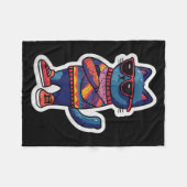 Coole Katze mit Sungles Retro-Style Funny Animal Fleecedecke (Vorderseite (Horizontal))