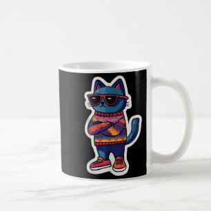 Coole Katze mit Sungles Retro-Style Funny Animal Kaffeetasse