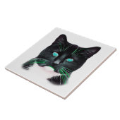 Coole Katze mit türkisfarbenen Augen Fliese (Seite)