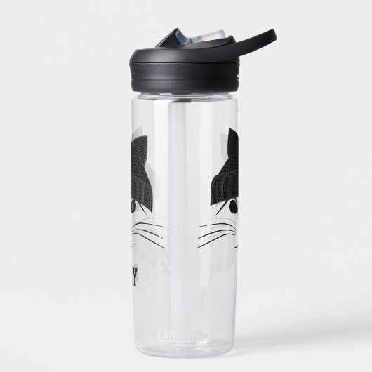Coole Katze mit Wollhut Personalisiert Trinkflasche (Links)