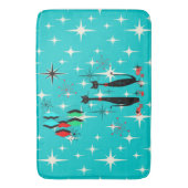 Coole Katze Mitte Jahrhundert Moderne Atombombe Ma Badematte (Vorderseite Vertikal)