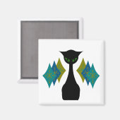 Coole Katze Mitte Jahrhundert Moderner Retro-Kühls Magnet (Vorderseite/Rückseite)
