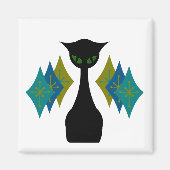 Coole Katze Mitte Jahrhundert Moderner Retro-Kühls Magnet (Vorne)