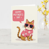 Coole Katze Muttertags-Grußkarte Karte (Gelbe Blume)
