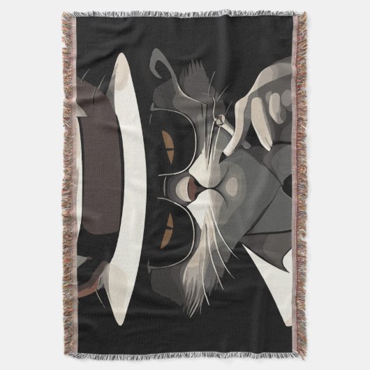 Coole Katze Noir: Suave und mysteriöse Feline Decke (Vorderseite Vertikal)