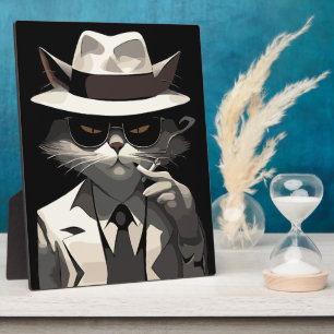 Coole Katze Noir: Suave und mysteriöse Feline Fotoplatte