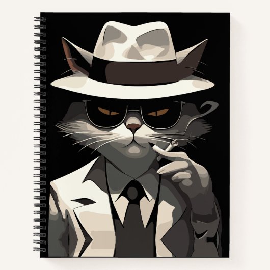 Coole Katze Noir: Suave und mysteriöse Feline Notizblock (Vorderseite)