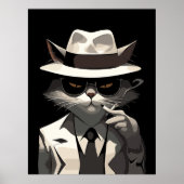 Coole Katze Noir: Suave und mysteriöse Feline Poster (Vorne)