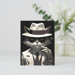 Coole Katze Noir: Suave und mysteriöse Feline Postkarte