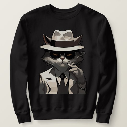 Coole Katze Noir: Suave und mysteriöse Feline Sweatshirt (Design vorne)