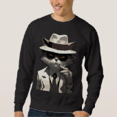 Coole Katze Noir: Suave und mysteriöse Feline Sweatshirt (Vorderseite)